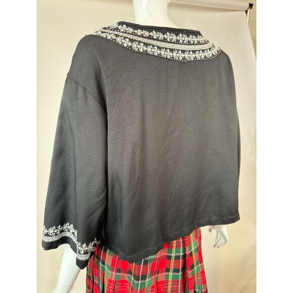 Sugar + Lips Black Embroidered Boho Top With Tassel Detail Large Rayon - Picture 4 of 16